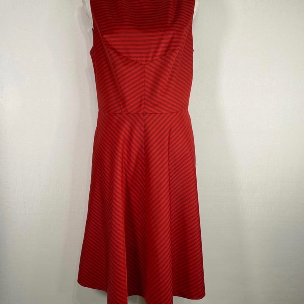 Isaac Mizrahi Striped Fit & Flair Red Midi Dress